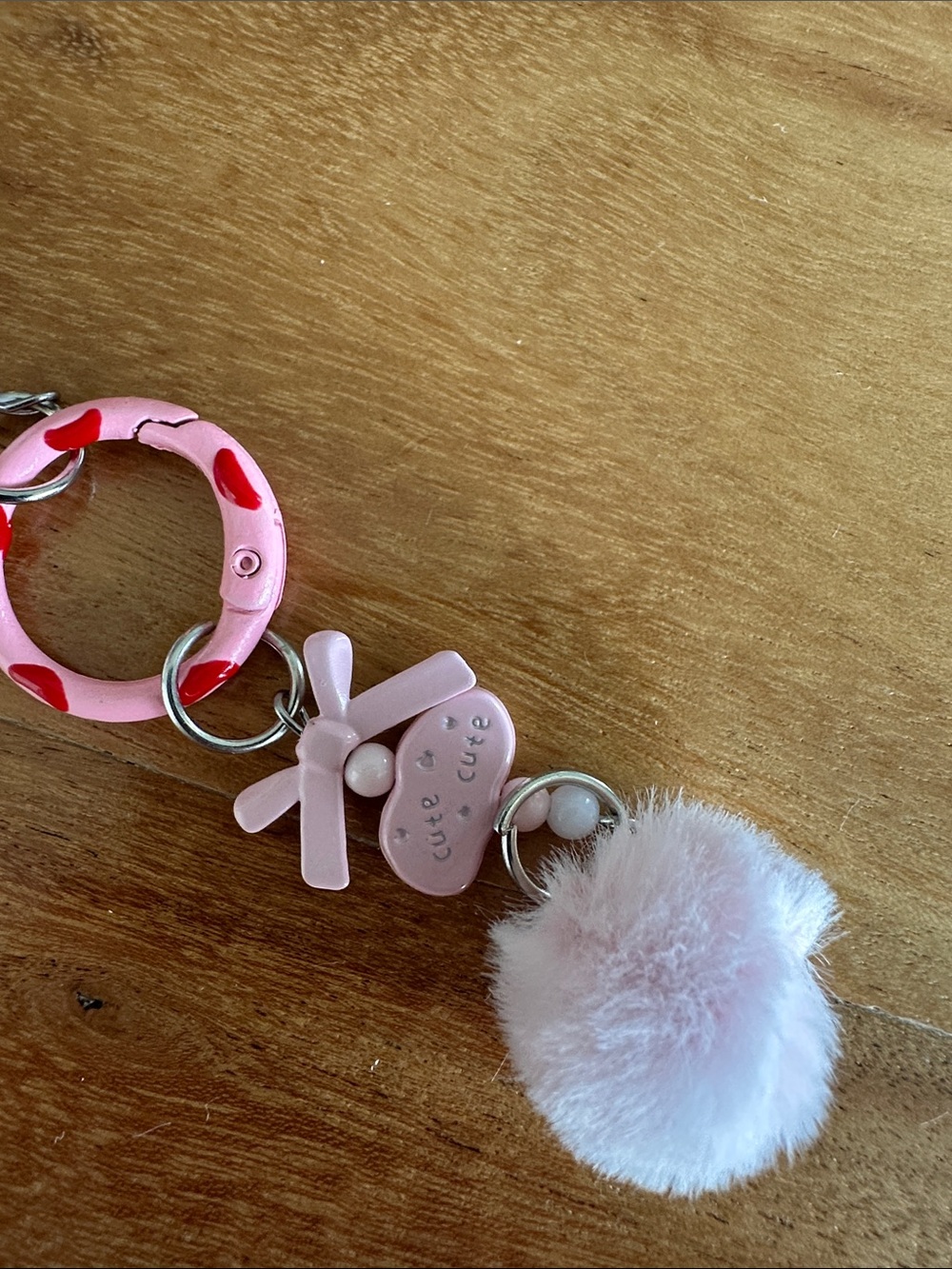 Pink Plush Bunny Keychain Charm - Cute key charm bag charm Accessory - Picture 3 of 3